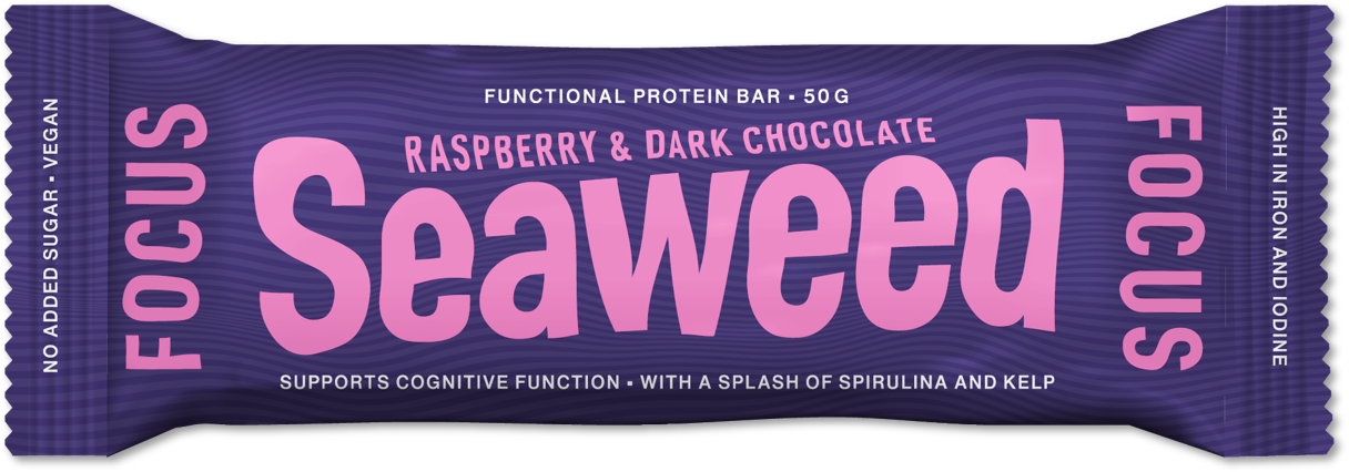 Seaweed Focus protein bar raspberry, No added sugar. 12 pcs