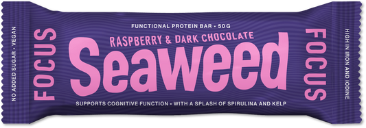 Seaweed Focus protein bar raspberry, No added sugar. 12 pcs